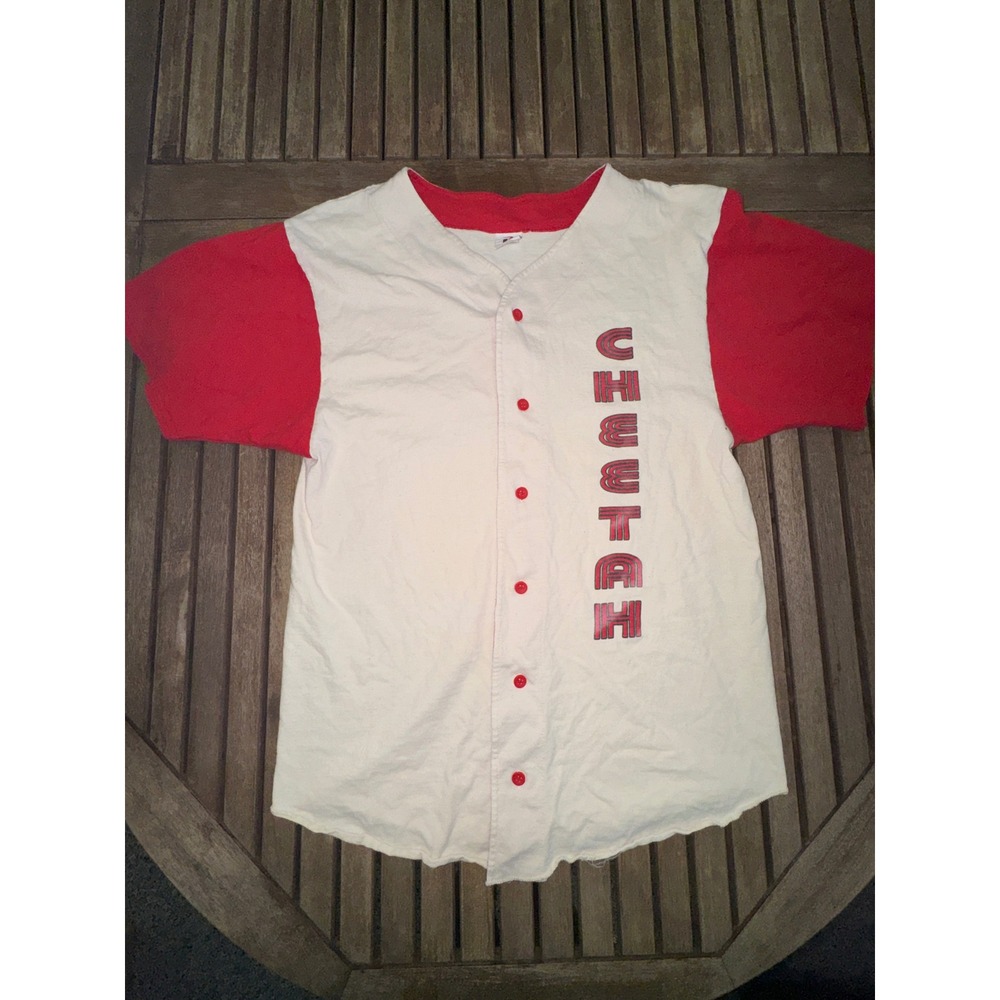 Vintage 2005 Cheetah Gentlemens Club Miami FL Baseball Jersey Shirt Mens M Cream